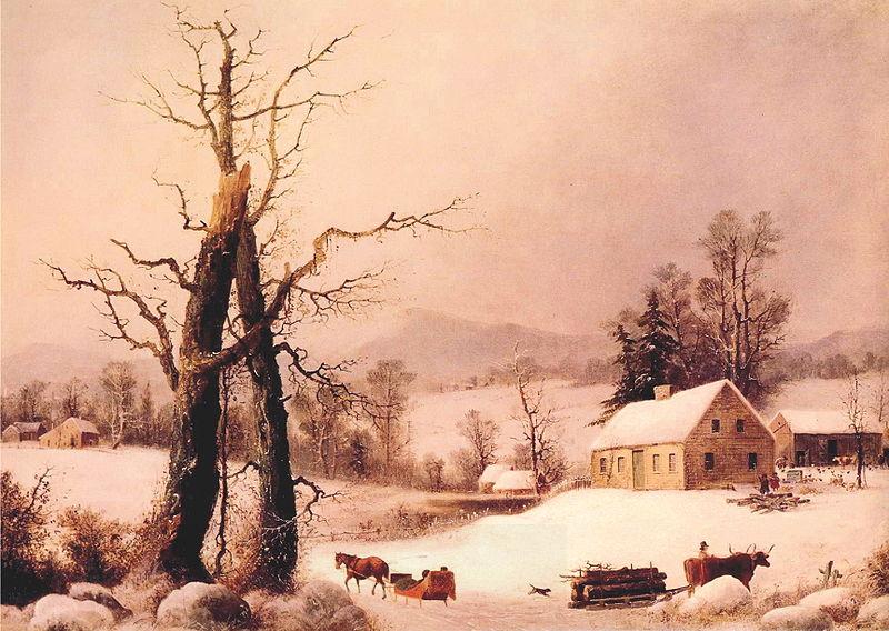 George Henry Durrie Winter Farmyard and Sleigh oil painting picture